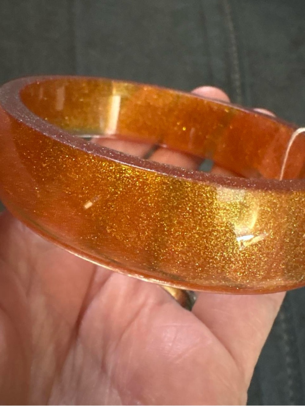 Handmade Glittery Orange Resin Bangle Bracelet